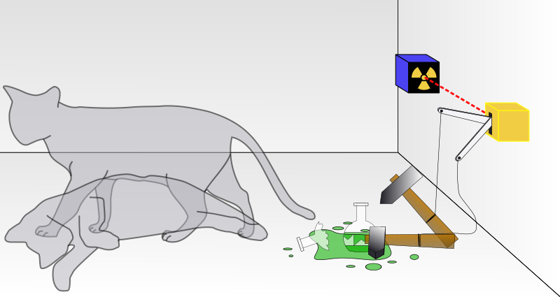シュレーディンガーの猫のイメージ図。