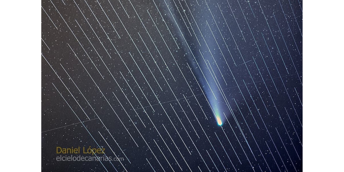 ネオワイズ彗星の夜空をマスクするスターリンク衛生