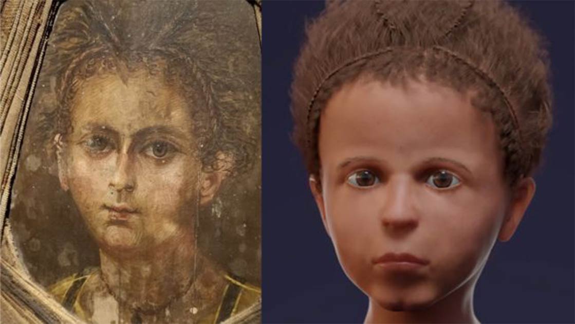 肖像画、少年、顔、古代エジプト