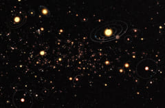 天の川銀河の星を周回する系外惑星のイメージ。