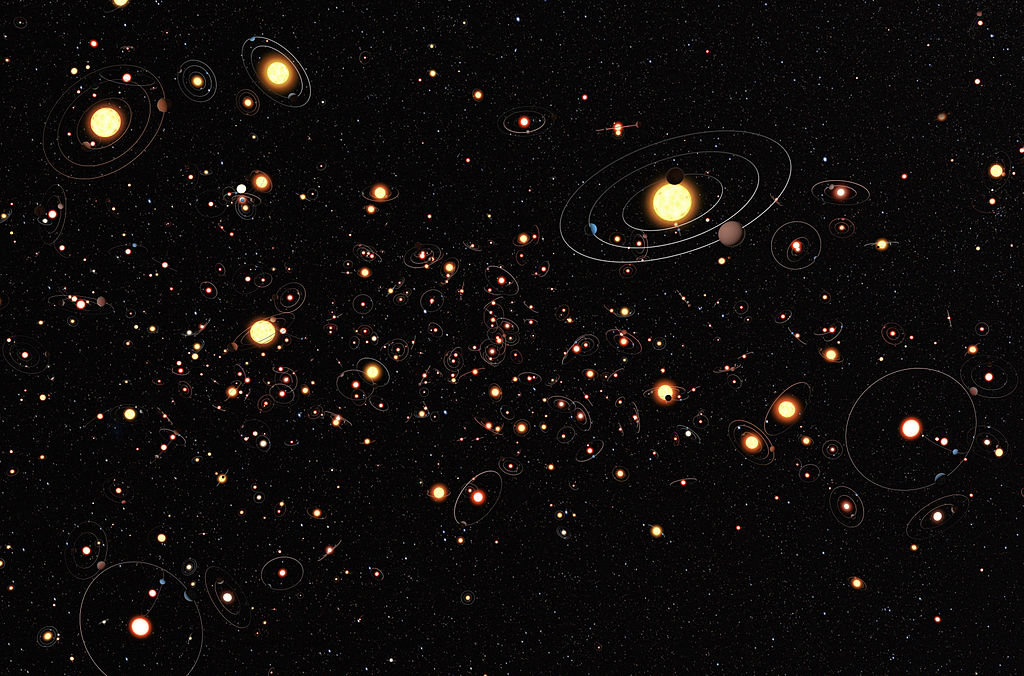 天の川銀河の星を周回する系外惑星のイメージ。