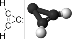 シクロプロペニリデンの分子構造。