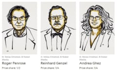 2020年ノーベル物理学賞を受賞した3人の肖像。