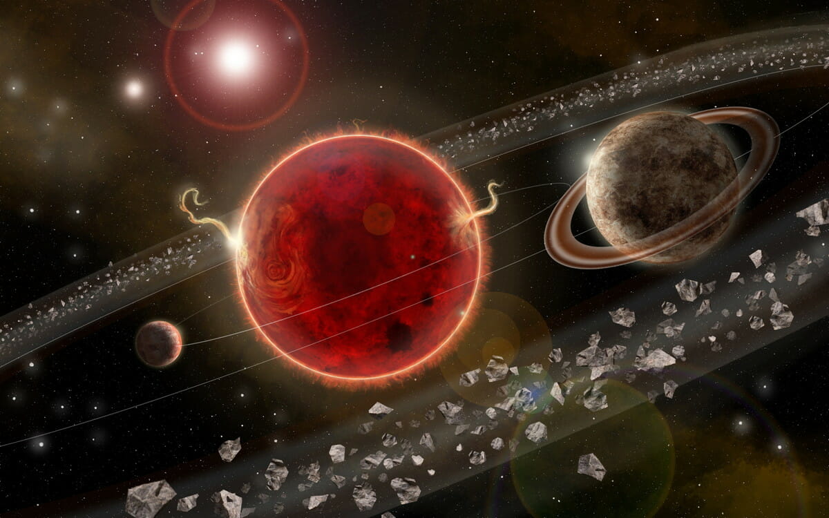 2つの惑星を持つプロキシマ・ケンタウリのアーティストイメージ。