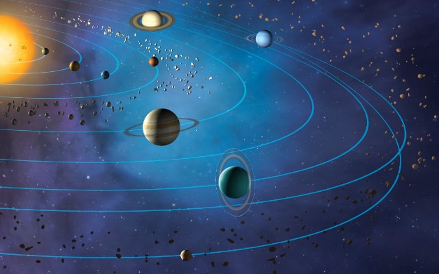 太陽系の天体たち。その1つ1つが重力的な影響を及ぼしている。
