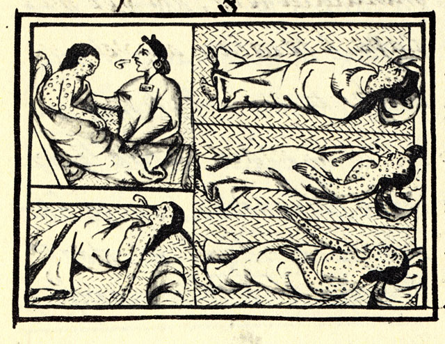天然痘の被害を訴えるアステカの絵（1585年）