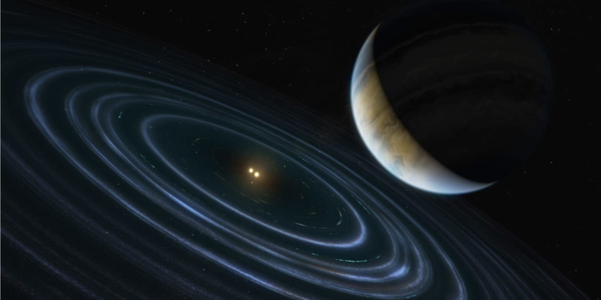 地球から336光年離れた連星系に属する惑星「HD 106906 b」のイメージイラスト。