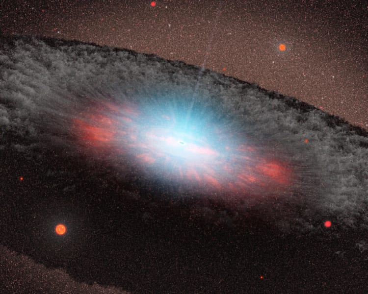 超大質量ブラックホールとそれを取り巻く降着円盤。