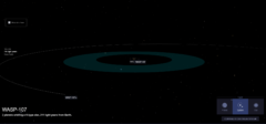 WASP-107星系の2つの惑星軌道。青い領域はハピダブルゾーン。