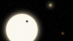 主星を横切る系外惑星（黒点）のイメージ図