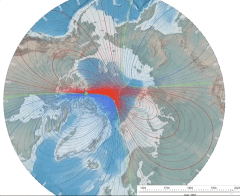 北磁極がシベリアへ向けて急速に移動している。