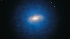 天の川銀河を取り巻く暗黒物質ハロー（青色）のイメージ。