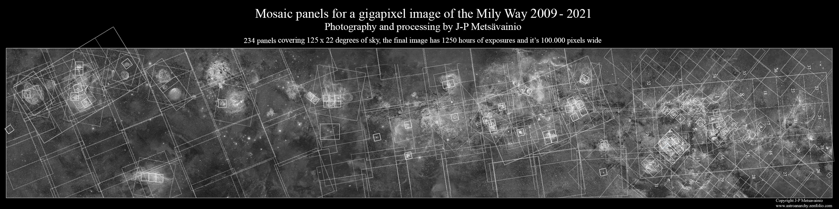 天の川の詳細写真は、12年かけて撮影された234枚の天体写真のモザイク画だという。