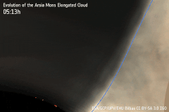 VMCで撮影されたアレシア山の細長い雲。夜明けから雲が発達する様子が映されている。