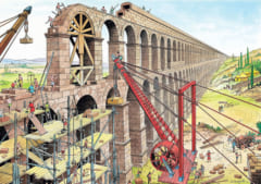 古代ローマ人の水道橋建築の想像図