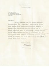 1949年10月18日付けプリンストン大のアインシュタイン教授からイギリスのグリン氏宛ての手紙。フォンフリッシュの業績と動物の感覚的知覚について