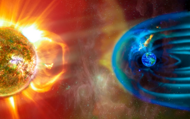 地球の磁場は太陽から来る有害な粒子を防いでいる