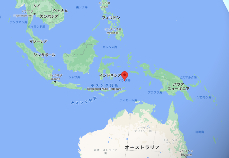 インドネシアのバンダ海。このはるか下ではコアの成長が早くなっている。