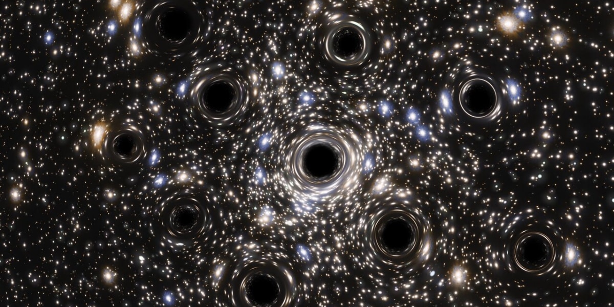 2021年2月に報告された球状星団NGC 6397の中心のイメージ図。球状星団の中心は恒星質量ブラックホールの群れが形成されている。