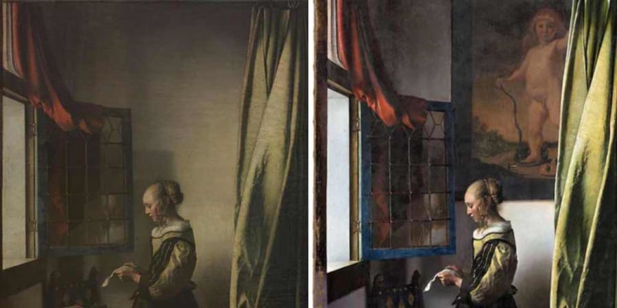 フェルメールの名画『窓辺で手紙を読む女』に隠された真の姿が修復され 