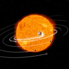 恒星に落ちる巨大惑星のイメージ図