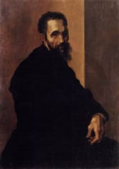 イタリアの画家ジャコピーノ・デル・コンテ作の「ミケランジェロの肖像画」