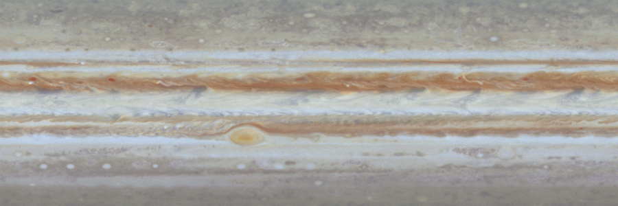木星の雲の流れを示したアニメーション