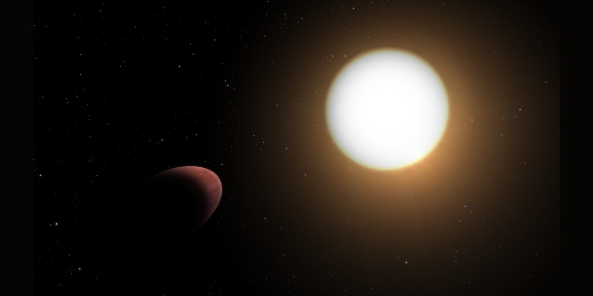 歪んだ惑星WASP-103bと主星の想像図