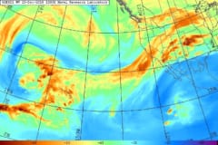 2010年12月にカリフォルニアに大雨をもたらした大気の川を示す衛星の水蒸気画像