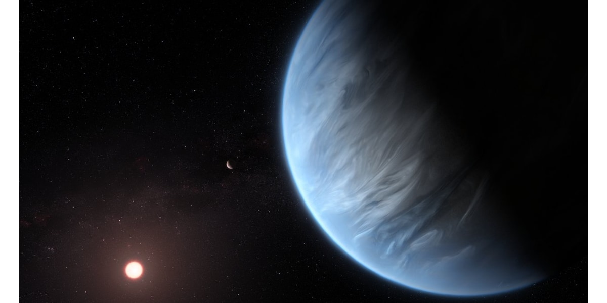 スーパーアースのイメージ画像。これは地球の8倍の質量を持つ惑星「K2-18b」を描いたもの