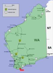 新種が見つかった西オーストラリア州・オールバニ（赤）の位置