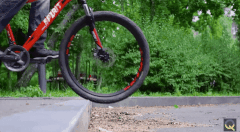 半円の2つの車輪で走行する自転車