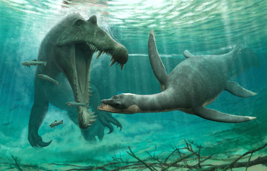 河川に適応したプレシオサウルスのイメージ