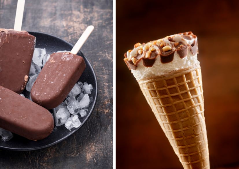 「チョコレートコーティング」タイプや「コーン」タイプのアイスは溶けにくい