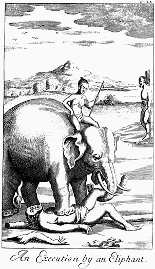 1681年の『An Historical Relation of the Island Ceylon』に掲載されたイラスト、ゾウは乗り手の指示に忠実に従う
