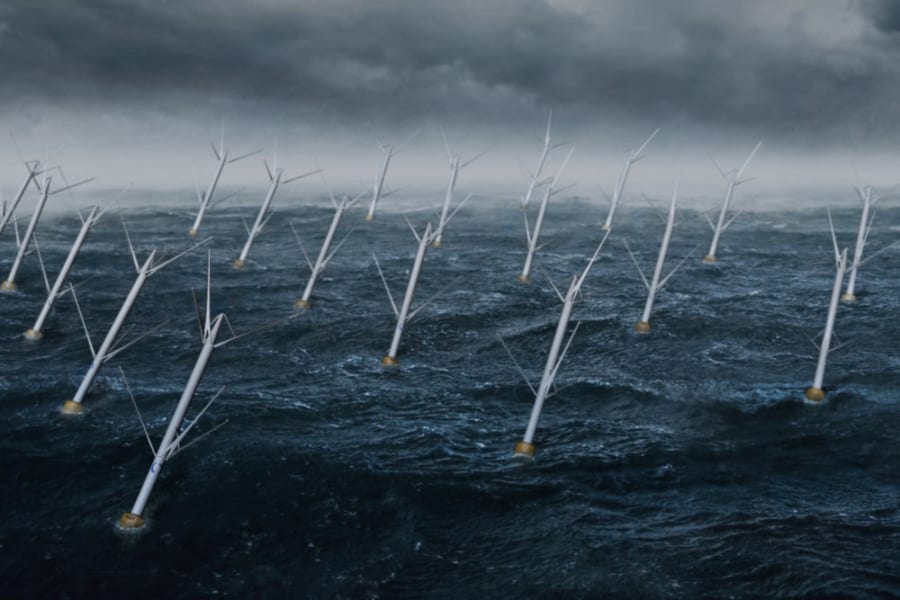 海原に生える樹木のような新型風力発電機