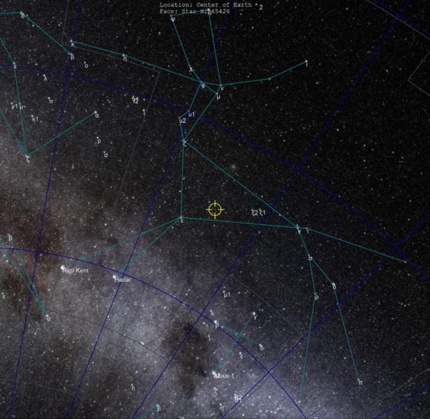 ケンタウルス座方向にある系外惑星「HIP 65426 b」（黄色）