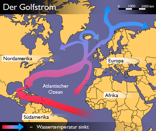 北大西洋海流（ North Atlantic Current）、メキシコ湾流から延長してヨーロッパ西岸に向かって流れる暖流