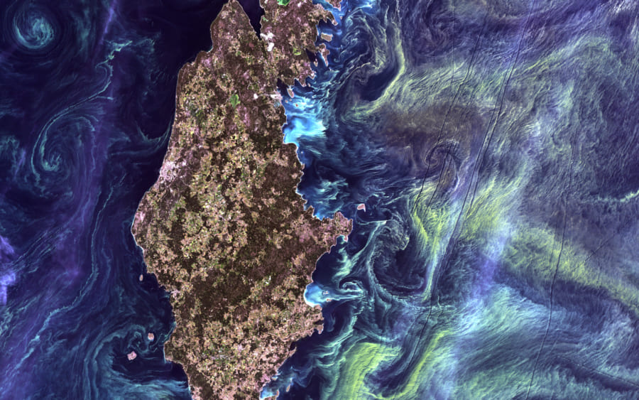 ランドサット7号により撮影されたゴットランド島周囲のバルト海