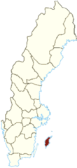 スウェーデン本土の南東に浮かぶゴットランド島（赤色）