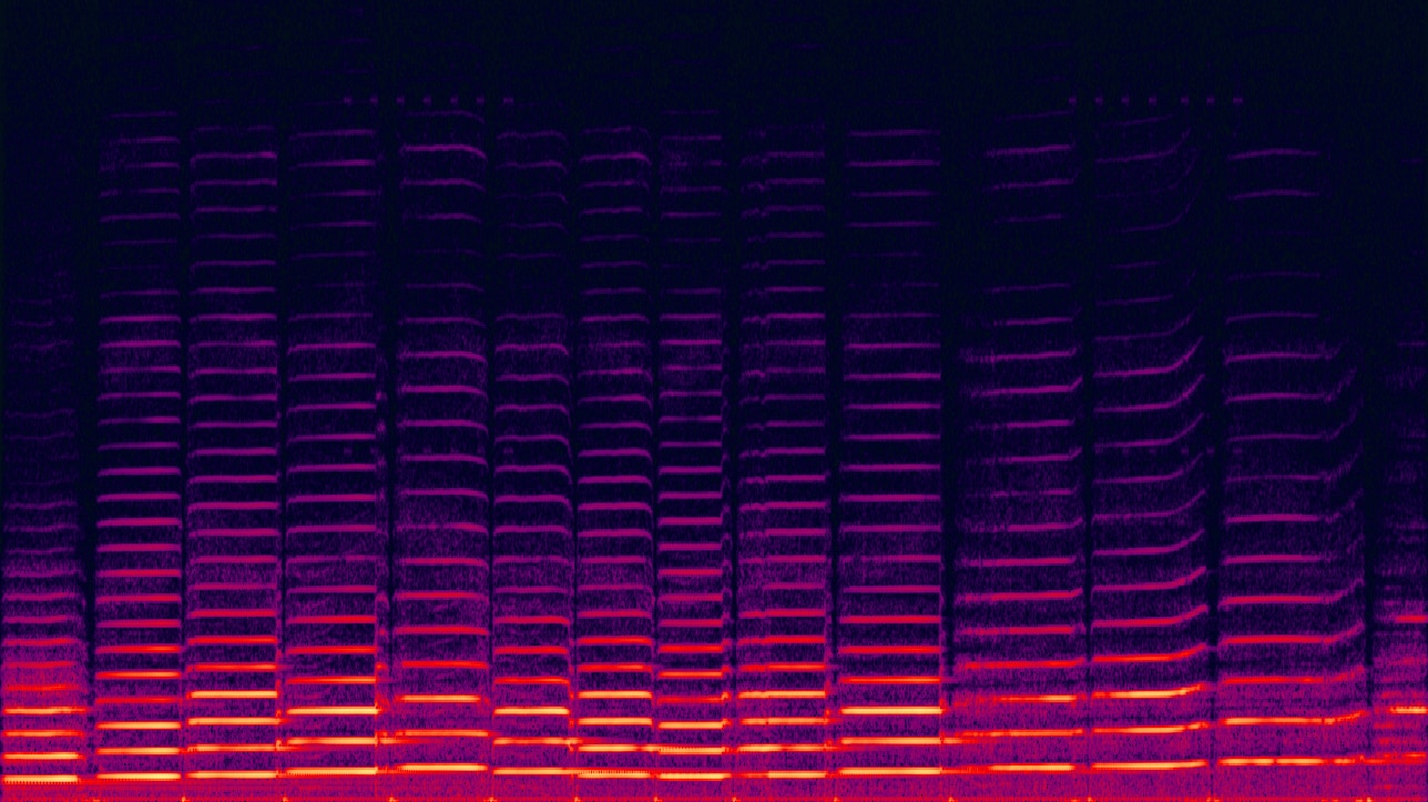 スペクトログラムの例（縦：周波数、横：時間）※バイオリンの音