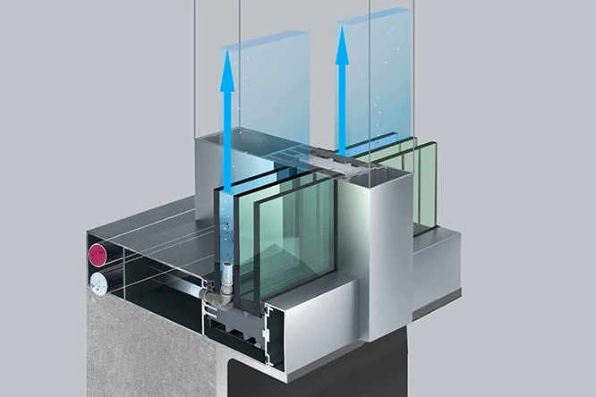 「水で満たされたガラス窓」では、内部の水ポンプで入れ替わる