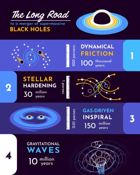 合体までに予想されるブラックホールの動き