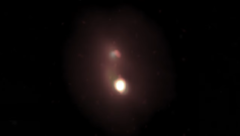 望遠鏡で撮影された2つのブラックホールの光源