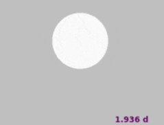 月から打ち上げられる「月レゴリス」の軌道を地球から見た様子。太陽（円盤）を遮ってくれる。