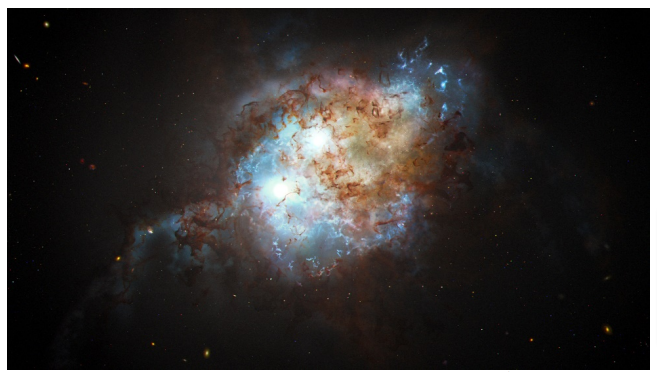 銀河合体に付随した二重クエーサーの想像図