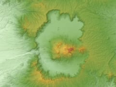上空から見た阿蘇カルデラの地形図