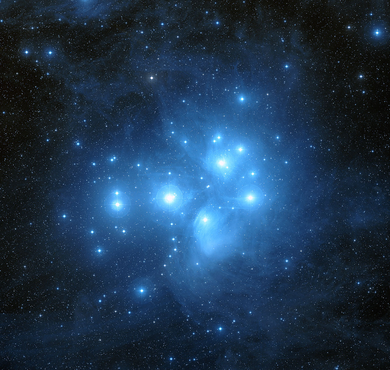 NASAによるハッブルのプレアデス星団の画像