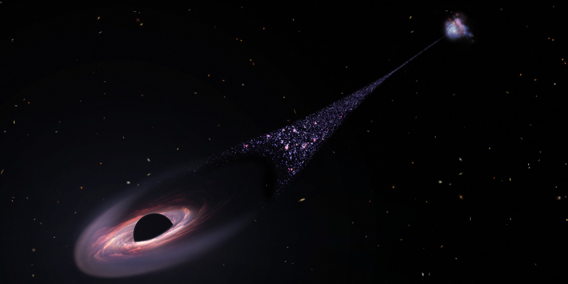 銀河から放り出された超大質量ブラックホールが星を作りながら高速移動している