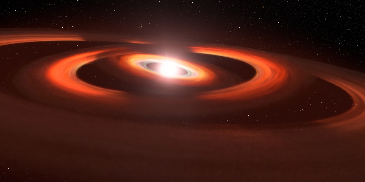誕生したばかりの星系の円盤に「傾き」を発見！未知の惑星がある証拠